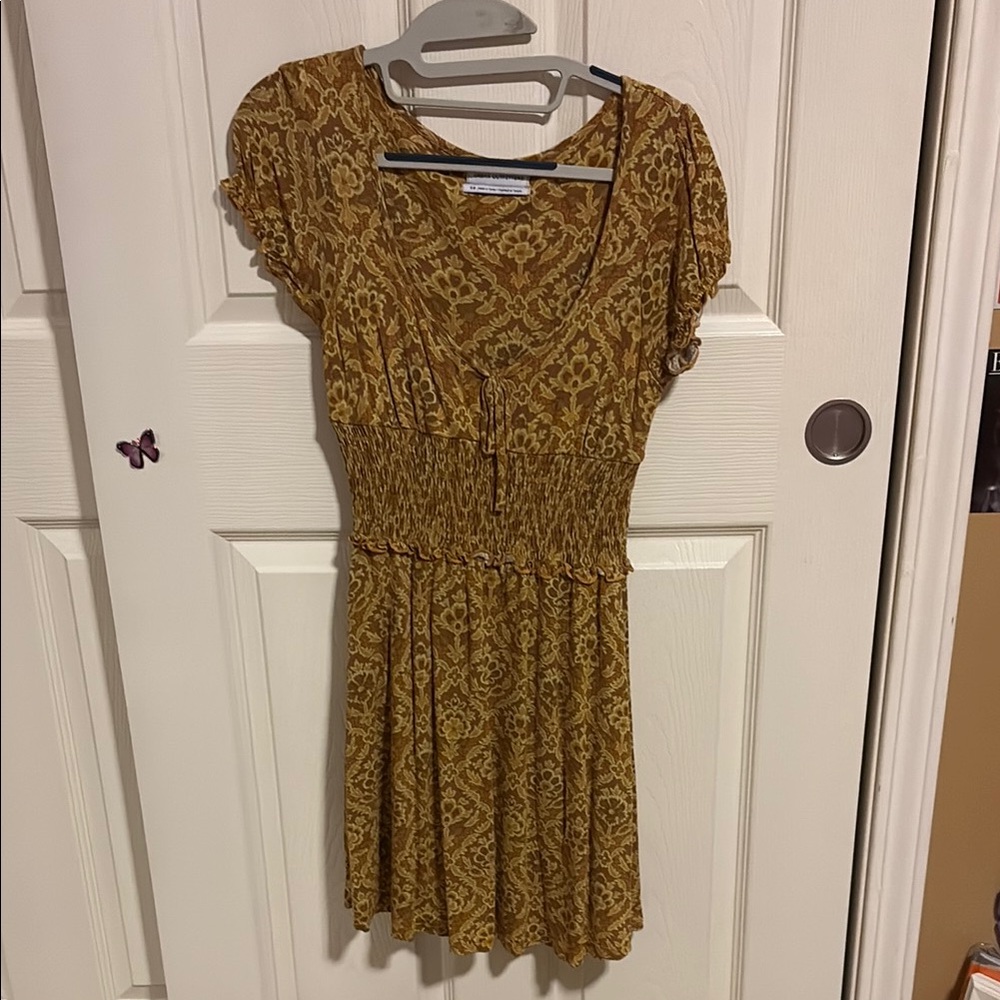 Brown and Gold Patterned Dress